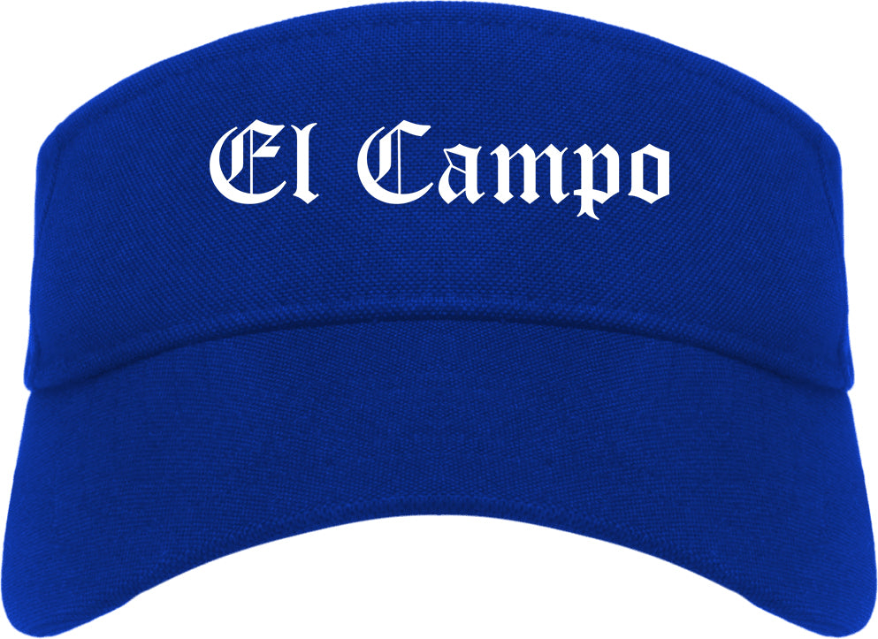 El Campo Texas TX Old English Mens Visor Cap Hat Royal Blue