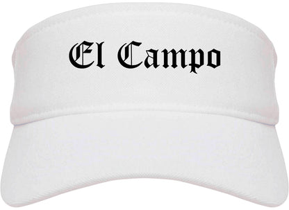 El Campo Texas TX Old English Mens Visor Cap Hat White