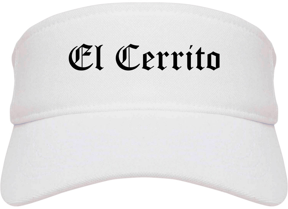 El Cerrito California CA Old English Mens Visor Cap Hat White