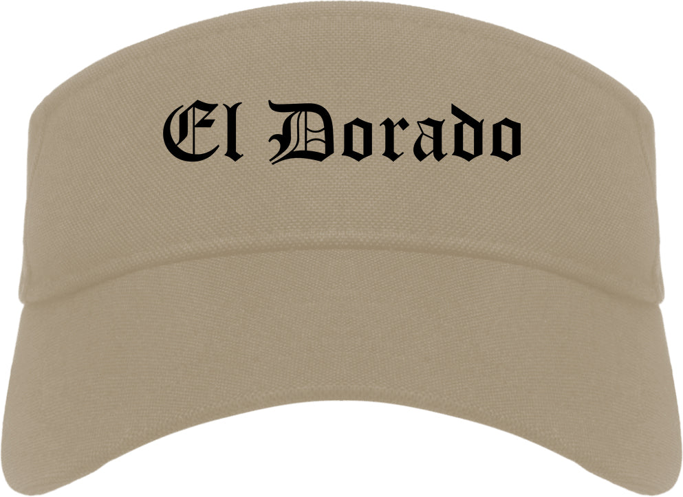 El Dorado Kansas KS Old English Mens Visor Cap Hat Khaki