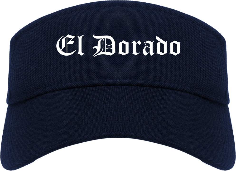 El Dorado Kansas KS Old English Mens Visor Cap Hat Navy Blue