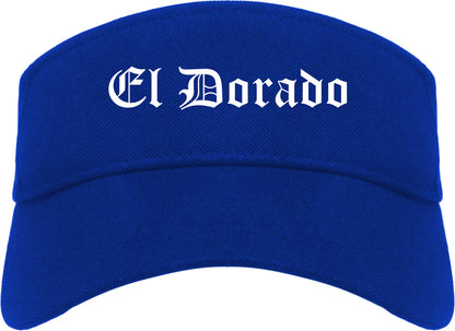 El Dorado Kansas KS Old English Mens Visor Cap Hat Royal Blue