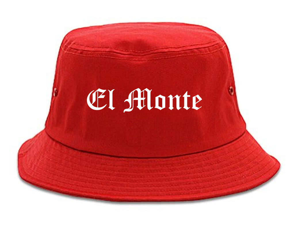 El Monte California CA Old English Mens Bucket Hat Red