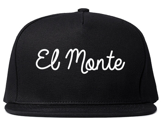 El Monte California CA Script Mens Snapback Hat Black