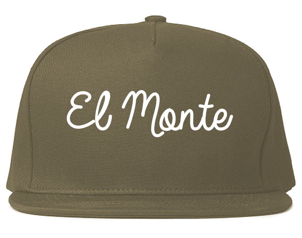 El Monte California CA Script Mens Snapback Hat Grey