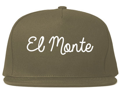 El Monte California CA Script Mens Snapback Hat Grey