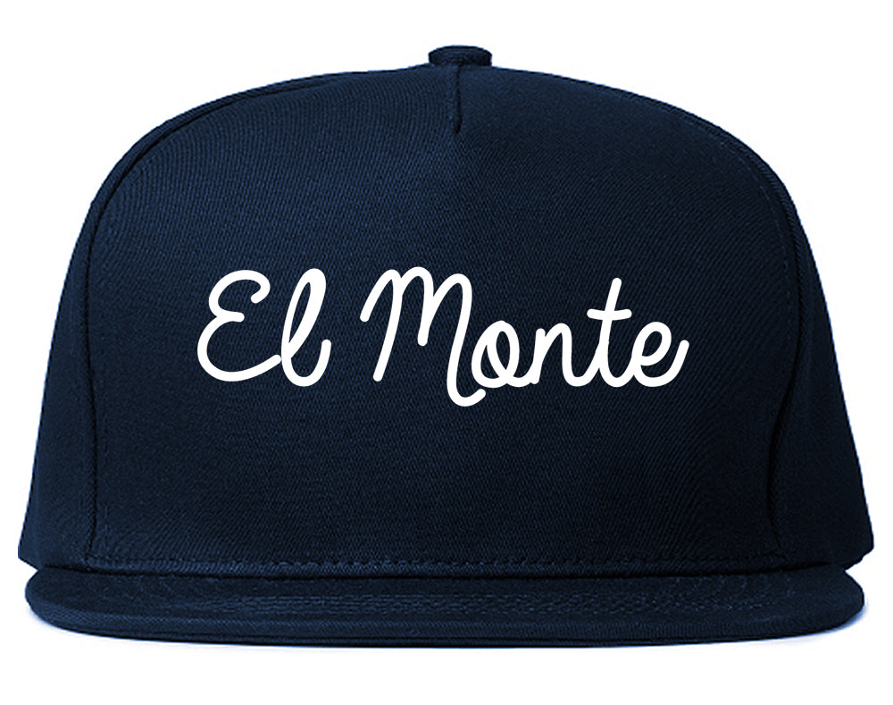 El Monte California CA Script Mens Snapback Hat Navy Blue