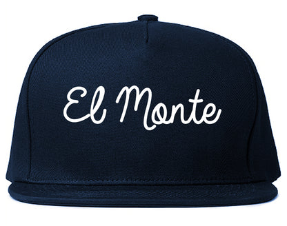 El Monte California CA Script Mens Snapback Hat Navy Blue