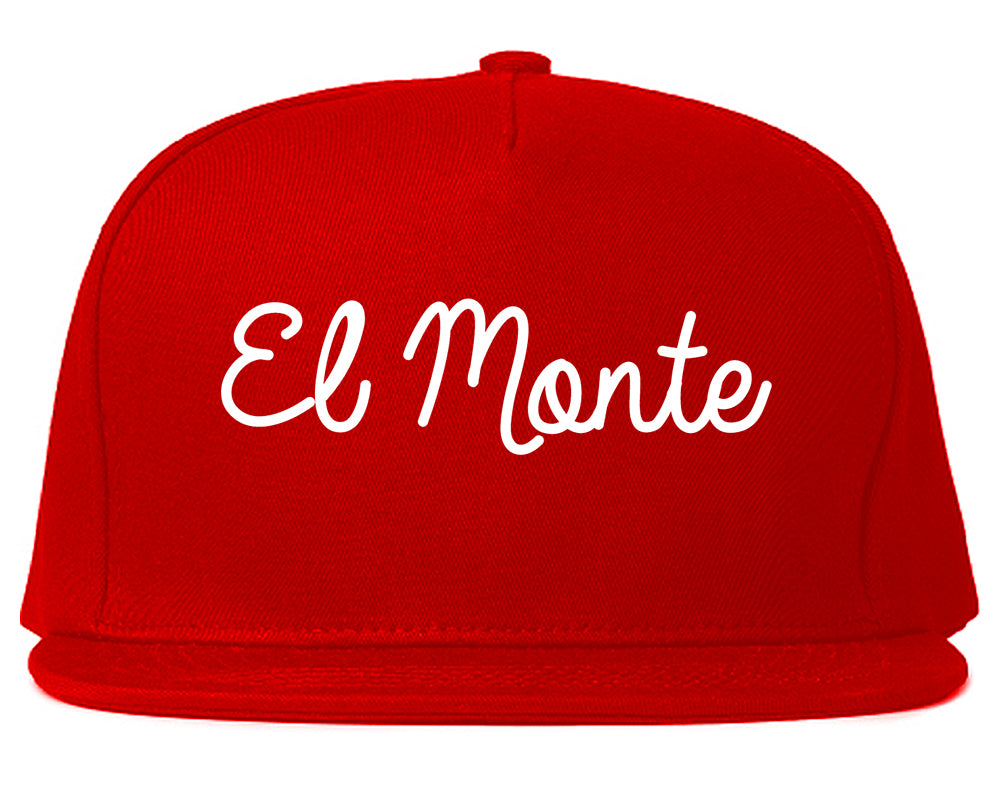 El Monte California CA Script Mens Snapback Hat Red