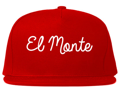 El Monte California CA Script Mens Snapback Hat Red