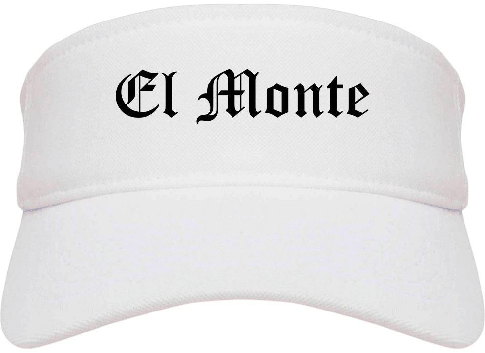 El Monte California CA Old English Mens Visor Cap Hat White