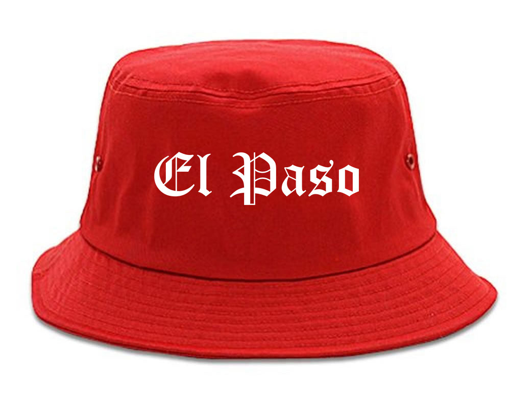 El Paso Texas TX Old English Mens Bucket Hat Red