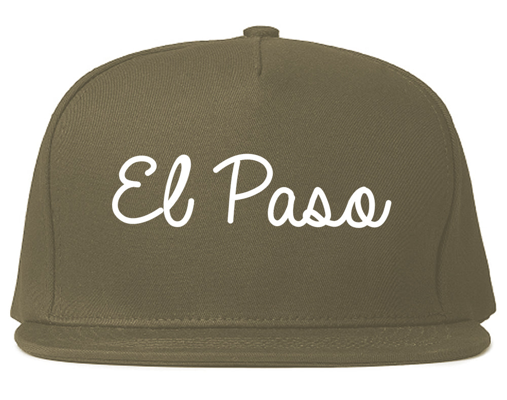 El Paso Texas TX Script Mens Snapback Hat Grey
