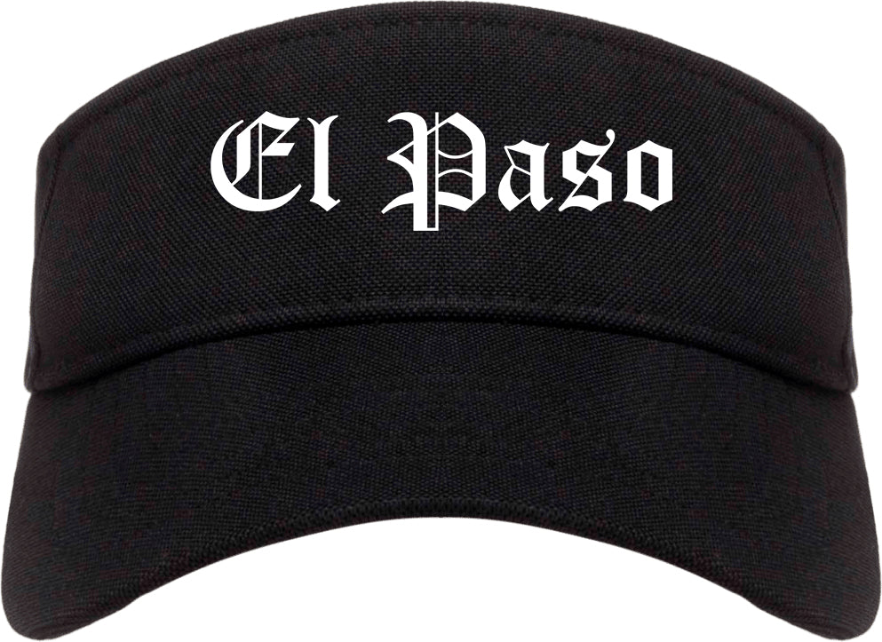 El Paso Texas TX Old English Mens Visor Cap Hat Black