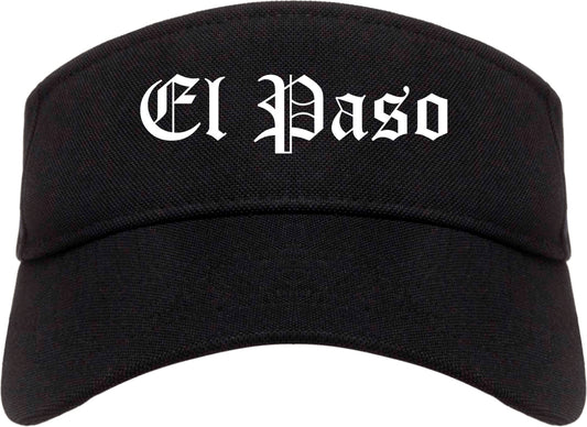 El Paso Texas TX Old English Mens Visor Cap Hat Black