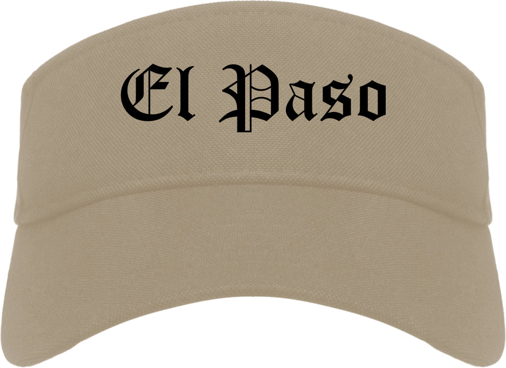 El Paso Texas TX Old English Mens Visor Cap Hat Khaki