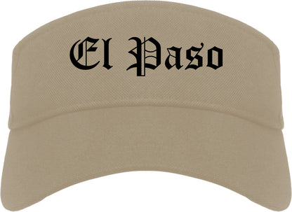 El Paso Texas TX Old English Mens Visor Cap Hat Khaki