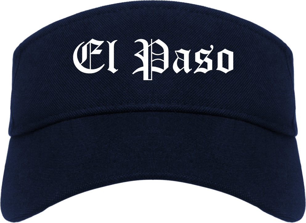 El Paso Texas TX Old English Mens Visor Cap Hat Navy Blue