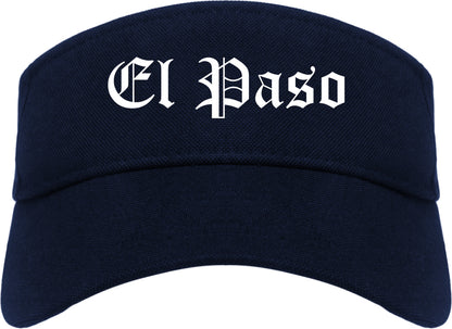 El Paso Texas TX Old English Mens Visor Cap Hat Navy Blue