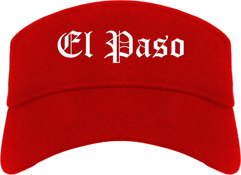 El Paso Texas TX Old English Mens Visor Cap Hat Red