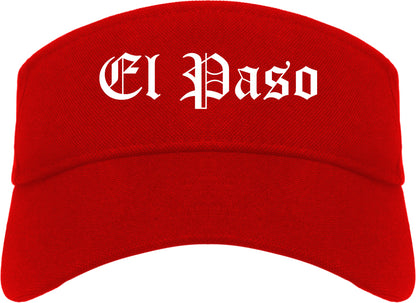 El Paso Texas TX Old English Mens Visor Cap Hat Red