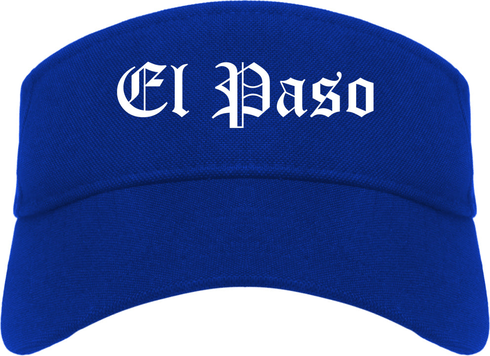 El Paso Texas TX Old English Mens Visor Cap Hat Royal Blue