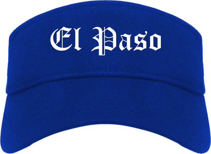 El Paso Texas TX Old English Mens Visor Cap Hat Royal Blue