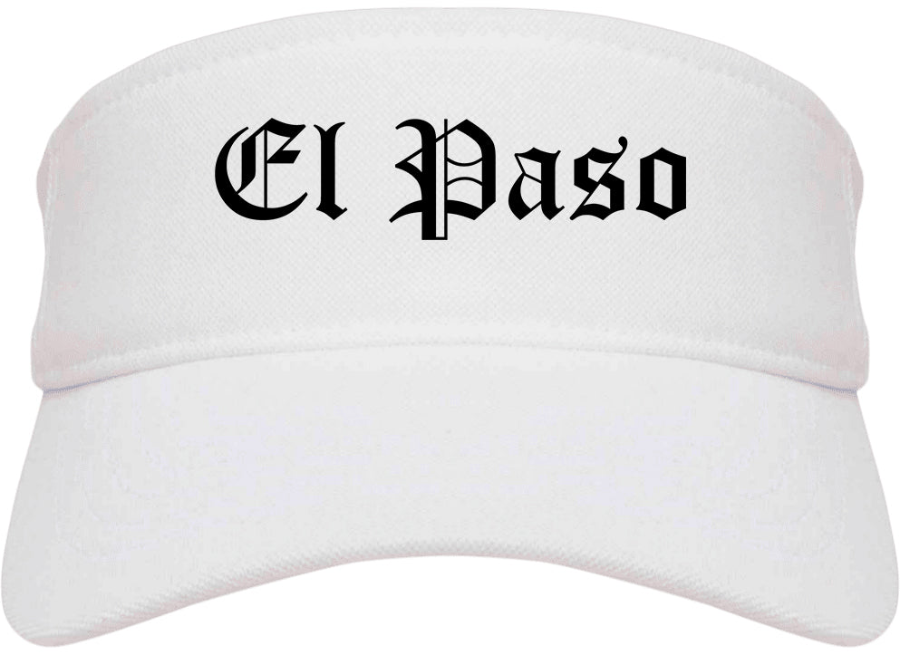 El Paso Texas TX Old English Mens Visor Cap Hat White