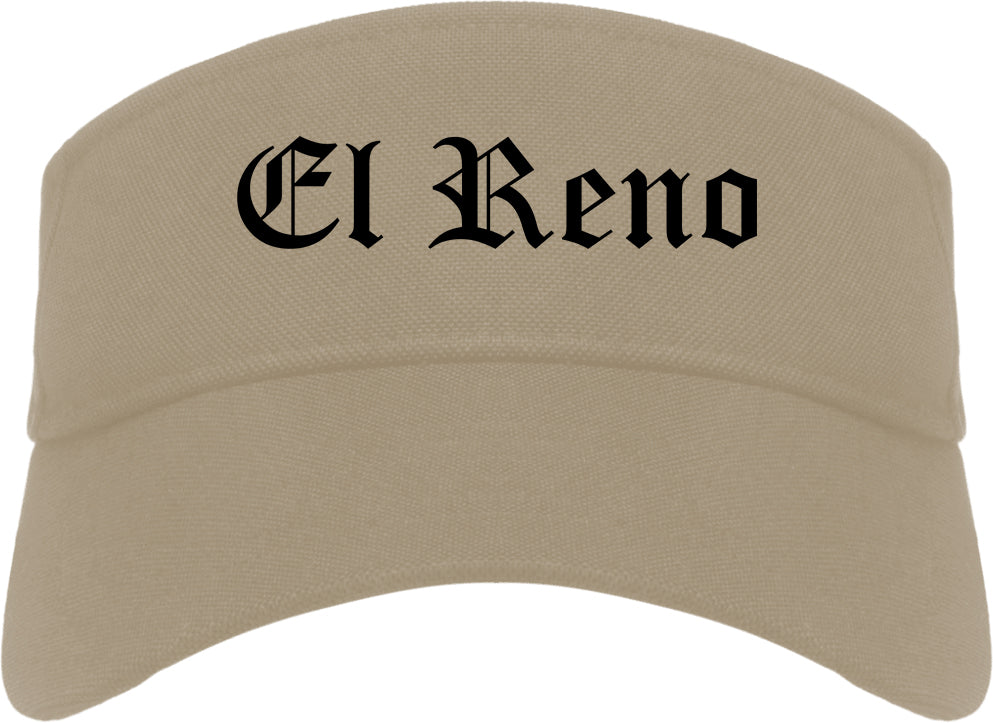 El Reno Oklahoma OK Old English Mens Visor Cap Hat Khaki