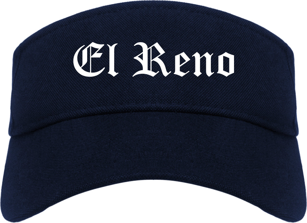 El Reno Oklahoma OK Old English Mens Visor Cap Hat Navy Blue