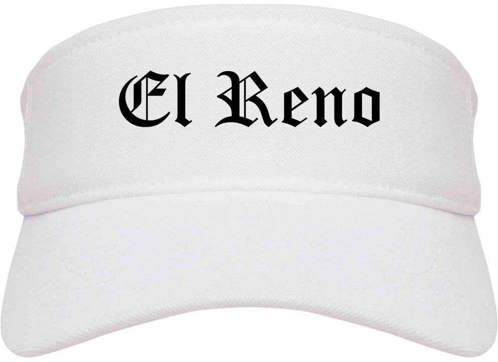 El Reno Oklahoma OK Old English Mens Visor Cap Hat White