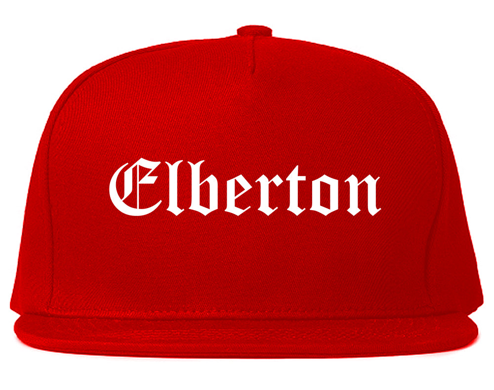 Elberton Georgia GA Old English Mens Snapback Hat Red