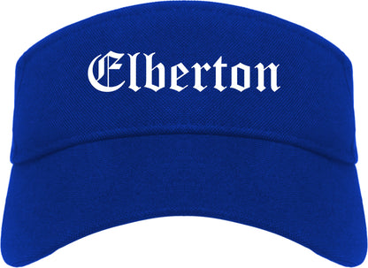 Elberton Georgia GA Old English Mens Visor Cap Hat Royal Blue