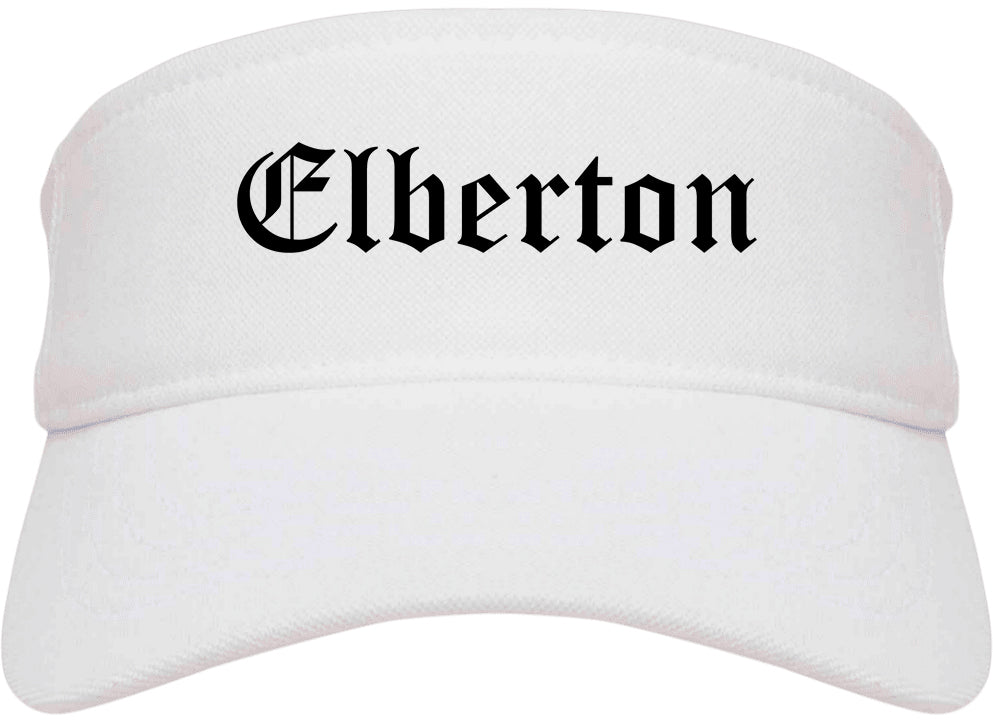 Elberton Georgia GA Old English Mens Visor Cap Hat White