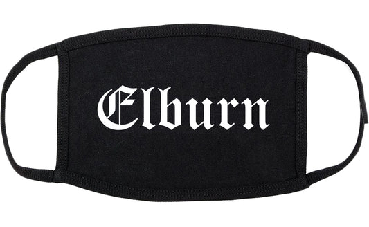 Elburn Illinois IL Old English Cotton Face Mask Black