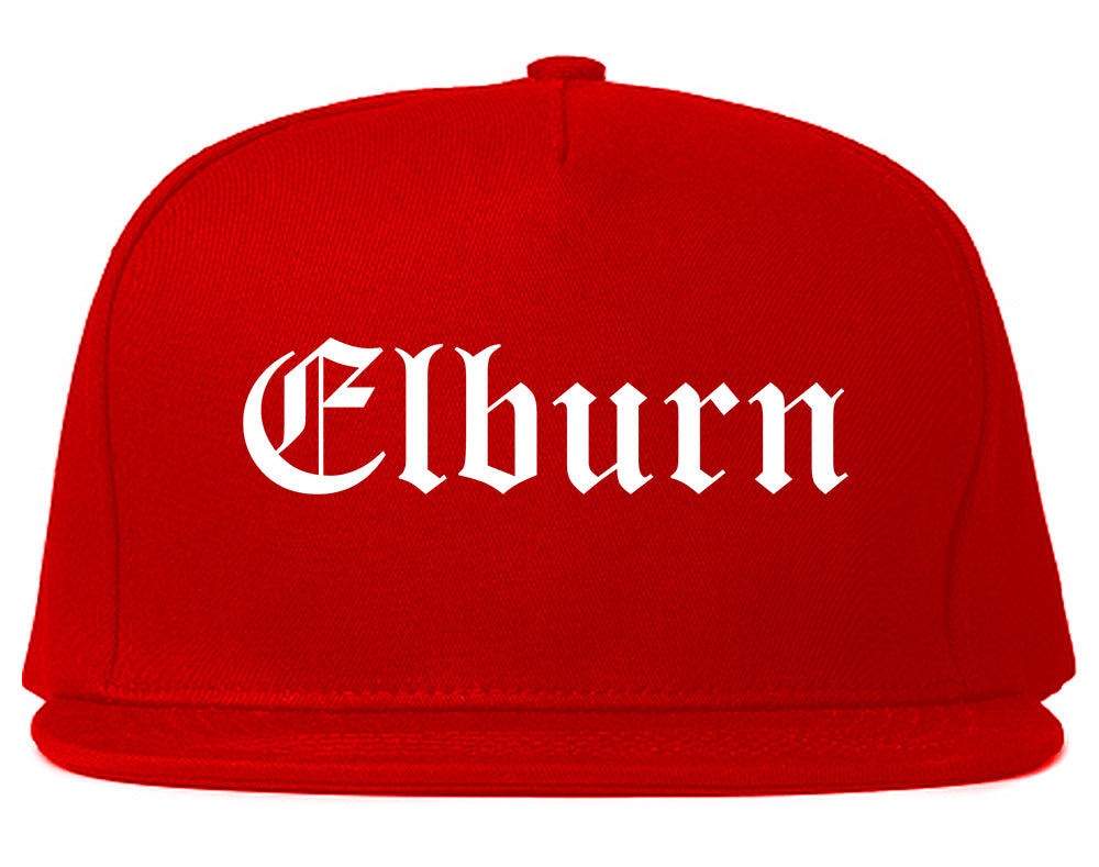 Elburn Illinois IL Old English Mens Snapback Hat Red