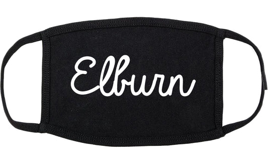 Elburn Illinois IL Script Cotton Face Mask Black