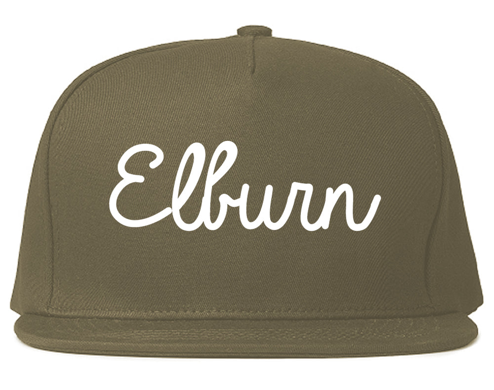 Elburn Illinois IL Script Mens Snapback Hat Grey