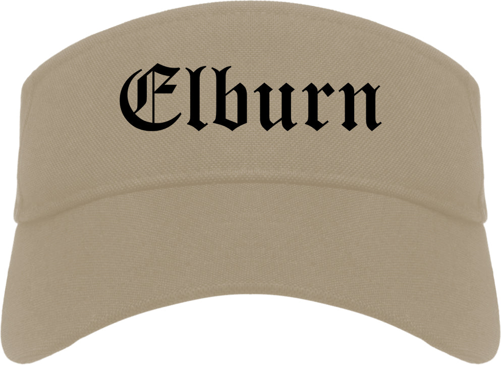 Elburn Illinois IL Old English Mens Visor Cap Hat Khaki