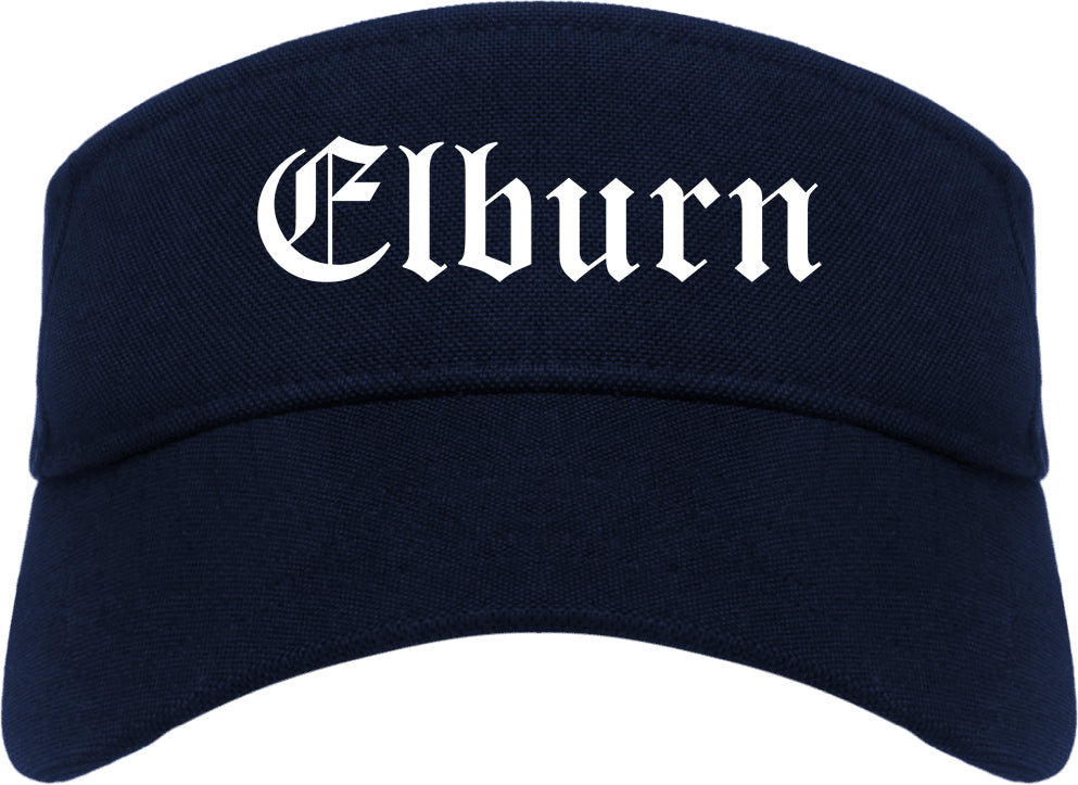 Elburn Illinois IL Old English Mens Visor Cap Hat Navy Blue