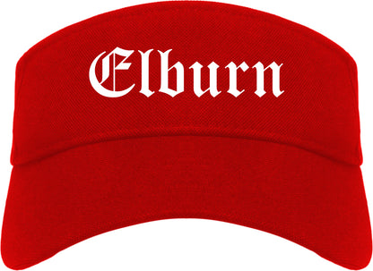 Elburn Illinois IL Old English Mens Visor Cap Hat Red