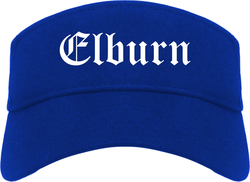 Elburn Illinois IL Old English Mens Visor Cap Hat Royal Blue