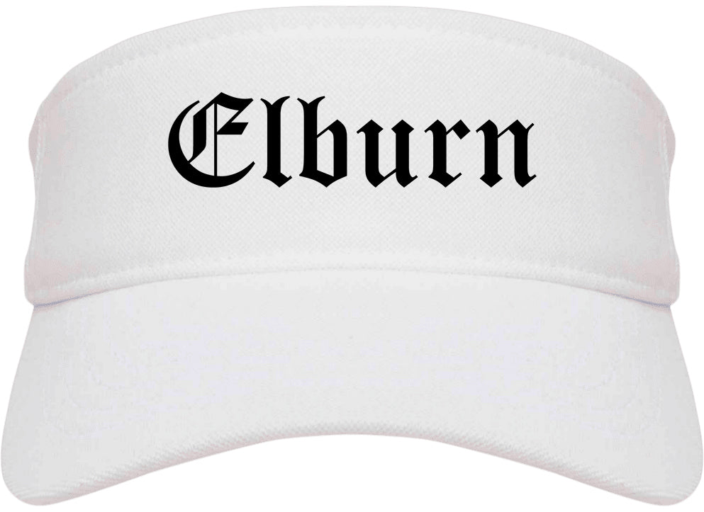 Elburn Illinois IL Old English Mens Visor Cap Hat White