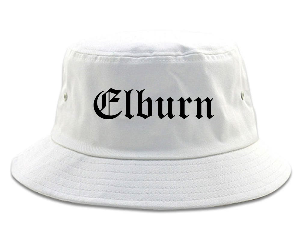 Elburn Illinois IL Old English Mens Bucket Hat White