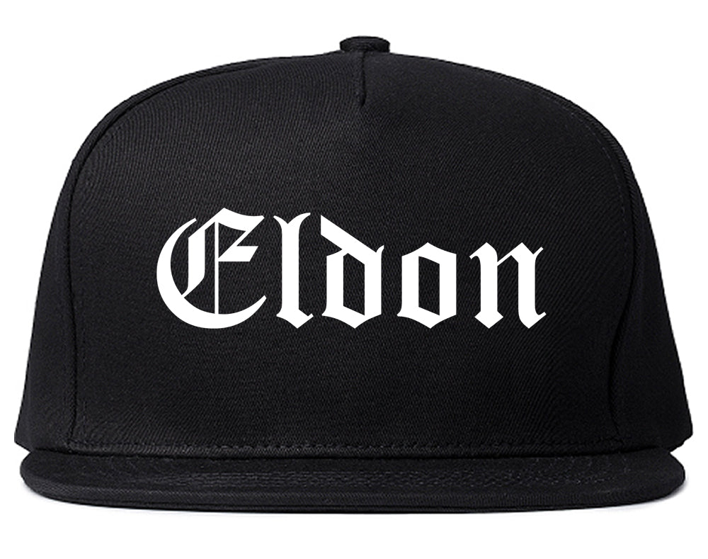 Eldon Missouri MO Old English Mens Snapback Hat Black