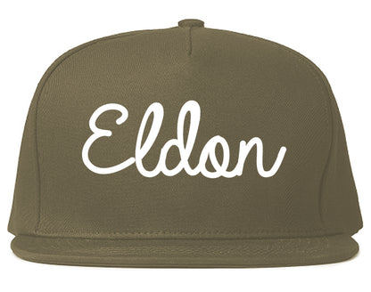 Eldon Missouri MO Script Mens Snapback Hat Grey