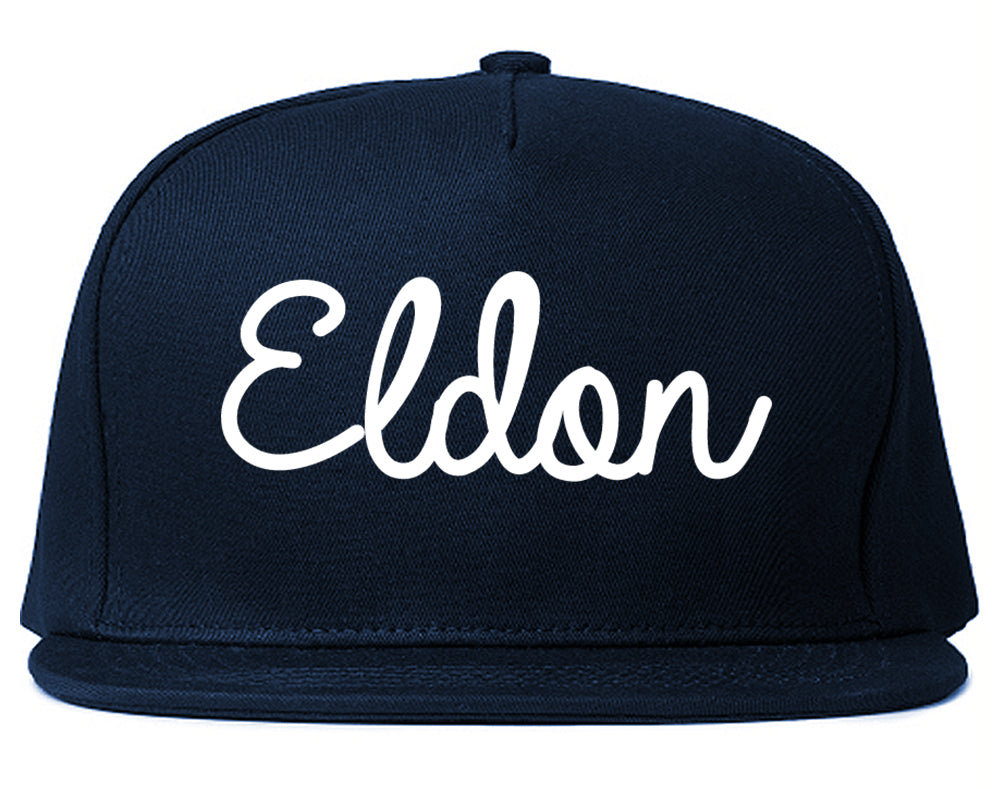 Eldon Missouri MO Script Mens Snapback Hat Navy Blue