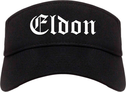 Eldon Missouri MO Old English Mens Visor Cap Hat Black