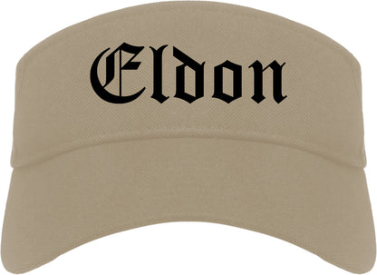 Eldon Missouri MO Old English Mens Visor Cap Hat Khaki