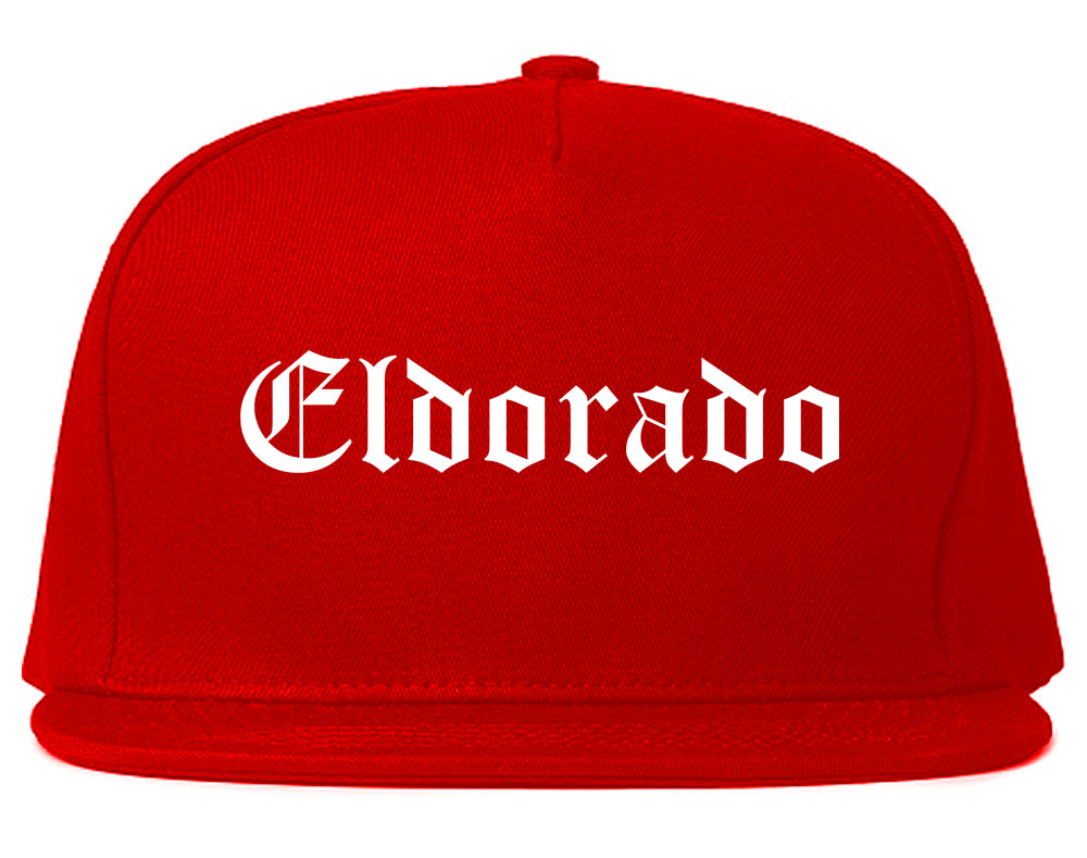 Eldorado Illinois IL Old English Mens Snapback Hat Red